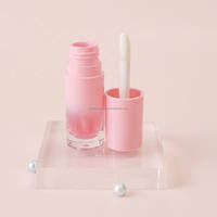 Gloss à lèvres liquide hydratant et repulpant, fini mat nude, format voyage, résistant à l'eau, 6ml, tube rose dégradé, huile à lèvres