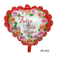 24 pouces espagnol fête des mères fleur feuille ballon amour coeur ballons pour bonne fête des mères fête décor fournitures