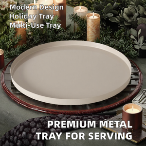 Plateau en métal moderne de qualité supérieure, finition thermolaquée, multifonctionnel pour servir des aliments, des desserts, à des fins décoratives - Product Image 2