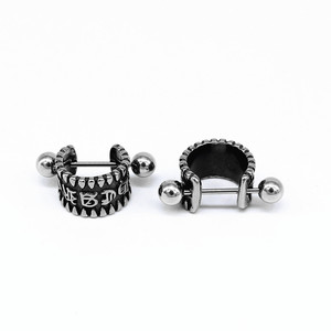 yunnique Tibetan Silver <b>Cuff</b> <b>Earrings</b> Spike Pattern Titanium Steel Ear Clips For Men Women Fashion Jewelry Geometric Design - Product Image 1