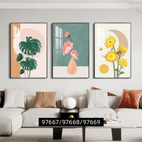 Quadri e Decorazioni Murali Nordici Moderni Minimalisti, Stampa Digitale, Arte Murale per Sfondo Divano, Trittico con Supporto in Legno