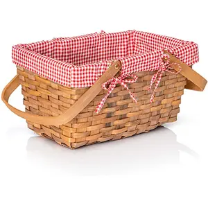 手工编织天然木屑篮高品质野餐木篮野餐储物篮