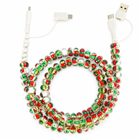 Câble de charge perlé de Noël FASHLINK 4-en-1, cordon de chargeur USB multi-prises, connecteur multi-Type C, câble de téléphone festif