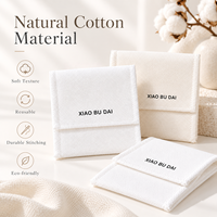 Pochette à bijoux jetable en toile de coton naturelle carrée avec rabat, personnalisable avec logo, OEM ODM, directement de l'usine, pour organiser bagues, boucles d'oreilles et lunettes