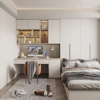 Meubles de chambre à coucher en bois confortables pour appartement : lits simples, lits superposés, bureau d'ordinateur, armoire