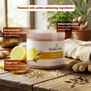 Vedic Line Citrus Ginger AHA Scrub for Deep Exfoliation Brightening Skin Renewal Body and Face Scrub Available for Sale - Product Image 4