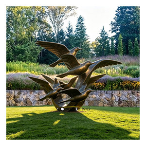 Scultura in Bronzo <span class=keywords><strong>di</strong></span> Uccelli in Volo, Arte Metallica Personalizzata per Decorazione Paesaggistica da Giardino, Oggetto da Collezione - Product Image 1