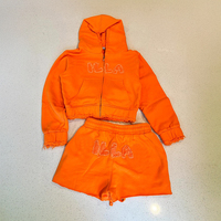 Ensemble de survêtement court personnalisé pour femme, motif camouflage, 2 pièces, avec broderie, sport décontracté, sweat à capuche zippé à manches longues et short