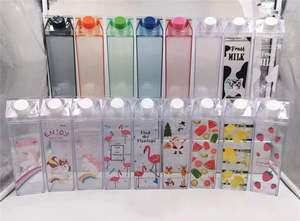 Bouteille d'eau en plastique carrée transparente réutilisable de 500 ml avec couvercle, anti-fuite, pour jus, idéale pour les fêtes, à boire directement, unisexe - Product Image 6