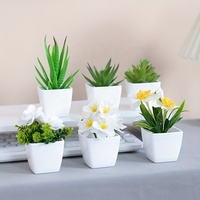 Ensemble de 6 petites plantes artificielles en pot, plantes artificielles mélangées