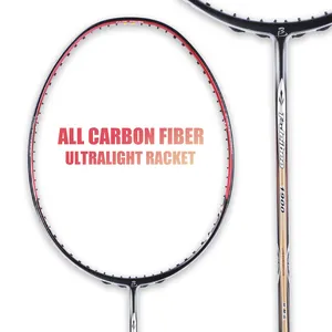 Raquete de badminton com bola de carbono com logotipo personalizado OEM, bastão de badminton com bola de grafite de carbono durável