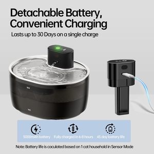 Nouveaux produits pour animaux de compagnie, fontaine à eau sans fil pour chat, batterie 5000 mAh, distributeur d'eau pour chat sans fil - Product Image 5