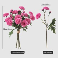 Buket Krisan Pompon Buatan Tangan 26CM Dekorasi Pernikahan Pengantin Kecil untuk Ruang Tamu Meja Makan
