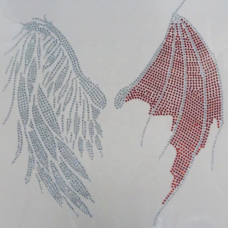 Free Sample 3D 4A Grade Rhinestone Iron on Transfer Design Angel Wing ...