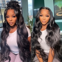Perruques Lace Front en Cheveux Humains Naturels Sans Colle 13*4 Cheveux Brésiliens Bruts Ondulés Pré-Pluckés Perruques Frontales HD pour Femmes Noires