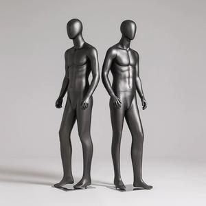 หุ่นแสดงของผู้ชายแบบเต็มตัวทำจากพลาสติกสีดำด้านโชว์ติดหน้าต่างแฟชั่น - Product Image 4