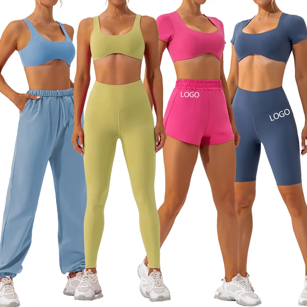 2021 Neueste Herbst Sport tragen benutzer definierte zweiteilige Trainings anzug mit Logo Gym Yoga-Sets Fitness-Leggings für Frauen