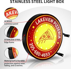 Letrero Luminoso Personalizado de Doble Cara con Marco de Aluminio, Resistente al Agua, para Negocios, Logotipo Publicitario LED para Restaurante - Product Image 2
