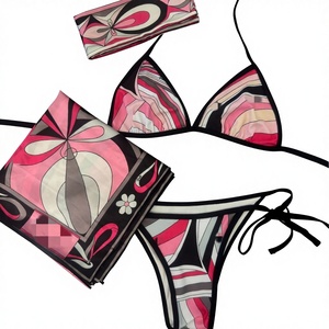 Nouveau <span class=keywords><strong>maillot</strong></span> <span class=keywords><strong>de</strong></span> <span class=keywords><strong>bain</strong></span> sexy <span class=keywords><strong>2</strong></span> <span class=keywords><strong>pièces</strong></span> en mousseline rayée avec bandeau et <span class=keywords><strong>foulard</strong></span> pour femme, collection 2026 - Product Image 2