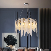De luxe D'or En Aluminium Chaîne Gland Lustre Tricolore Salon Meubles Suspendus Éclairage Led Lustre