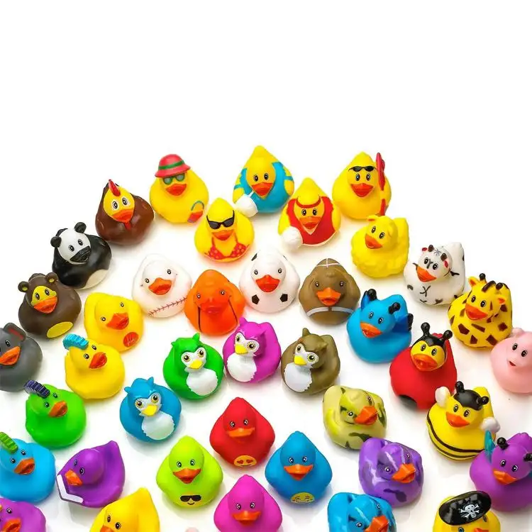 Hot Promotional Custom Plastic Toy Animal Weighted Floating Race Assorted Bath Toy Rubber Ducky Bulk Bathtub Squeaky Bath Duck