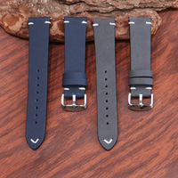 Correas de Reloj Lionorm Vintage de Cuero Crazy Horse, Hechas a Mano con Costuras, Liberación Rápida, Hebilla de Pin, 18, 20, 22 mm