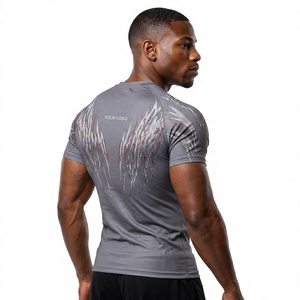 Camiseta de Compresión Sublimada Personalizada para Hombre, Camiseta Deportiva Ajustada para Gimnasio, Camiseta Transpirable para Entrenamiento - Product Image 2