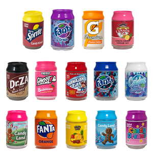 Bocaux en PET recyclé de 100 ml pour soda, bonbons, pop-corn, collations, réutilisables, en forme de canette de soda avec couvercle - Product Image 1