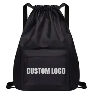 Cep fermuarlı sıcak satış özel Logo büyük kapasiteli spor İpli sırt çantaları