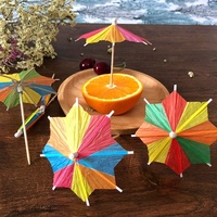 Parasols en papier écologiques BAMBUS pour boissons, lot de 100 mini-parasols à cocktail, cure-dents en vrac pour fête hawaïenne Luau