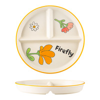 Assiette de contrôle des portions en céramique écologique à compartiments pour enfants et adultes - Compatible micro-ondes et lave-vaisselle