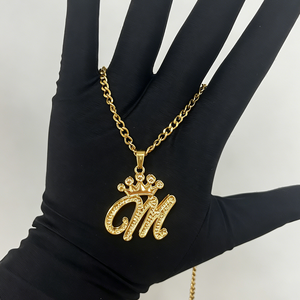 Collana Personalizzata con Iniziali a Corona, Placcata in Oro 18K, Acciaio Inossidabile, Targhetta 3D, Regalo di Compleanno per Innamorati - Product Image 6