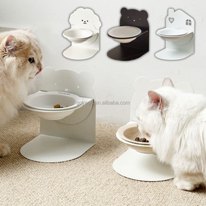 Bol surélevé magnétique pour chat et chien, bol en céramique pour nourriture et eau pour animaux de compagnie avec support en métal - Product Image 1