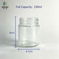 Stoples Kaca Transparan Mulut Lebar 200ml untuk Penyimpanan Biji Kopi, Biji-bijian, Barang Kering, dan Kue