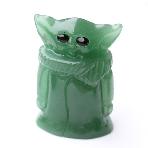 Intagliato a mano da 1.9 pollici Avventurina Verde Naturale di Cristallo Del Bambino <span class=keywords><strong>Yoda</strong></span> Figura - Product Image 3