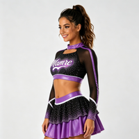 Uniforme de cheerleading personnalisé pour femmes adultes, entièrement orné de strass, en polyester et élasthanne, tissu antibactérien, logo personnalisé pour