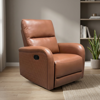 Sillón Reclinable de Cuero Moderno, Respaldo Sólido, Reclinación Manual, Mueble de Sala de Estar, Diseño Contemporáneo, Sillón de Descanso