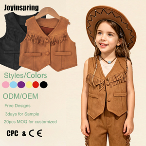 Gilet e Cappello in Stile Etnico per Bambine (2 Pezzi: 1 Gilet + 1 Cappello) Traspirante, Retrò Vintage, <span class=keywords><strong>Giacca</strong></span> Senza Maniche per Bambini, Vendita all'Ingrosso - Product Image 1
