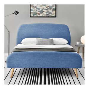 Struttura del <span class=keywords><strong>letto</strong></span> matrimoniale in tessuto matrimoniale King Size con piattaforma in legno dal design moderno con testiera e pediera - Product Image 3