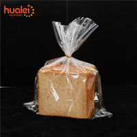 Sac en plastique transparent écologique de qualité alimentaire OPP à soufflet plat ouvert pour gâteaux, bonbons, biscuits, pain, personnalisable