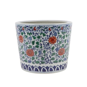RZSZ08 Antiguo Jingdezhen Colorido Hermanamiento Hoja Flor Patrón Cerámica Portalápices <span class=keywords><strong>Jarron</strong></span> de pluma de cerámica - Product Image 1