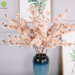 QIHAO Artificial Cherry Blossoms <b>Silk</b> <b>Flower</b> High Simulation Wedding Home Decor Outdoor Photography Props - Product Image 1