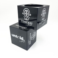 Drapeau de microphone radio cube blanc imprimé sur mesure avec logo Shur E SM 7B, drapeau de microphone avec nom de marque