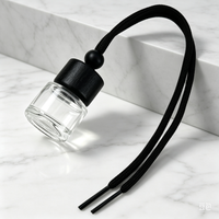 Bouteille diffuseur de parfum pour voiture en verre transparent vide de 6 ml avec bouchon en bois, pendentif désodorisant pour voiture
