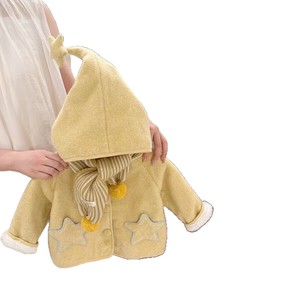 Girls Fleece <b>Lined</b> Winter <b>Coat</b> Hooded Thick Warm Cotton Outerwear With Star Design For Children - Product Image 5