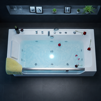 Baignoire de massage à hydrothérapie en acrylique avec cascade LED, fenêtre en verre, spa à jets, appui-tête blanc, 150x80x58cm, spa de villa