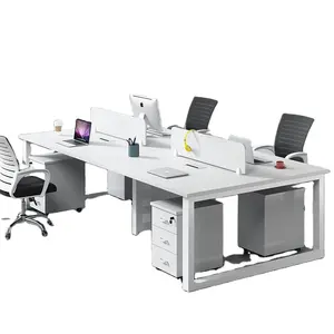 Staff desk simple modern office furniture white four-person staff office desk and chair combination screen position
