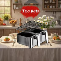 Friteuse à double Air Fryer Four intelligent à double panier avec écran LED coloré Appareil de cuisine commercial de grande capacité