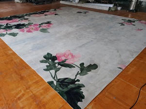 Alfombra de lujo personalizada de fábrica con patrón floral, Alfombra de lana copetuda a mano, alfombras para sala de estar, sala de reuniones - Product Image 6
