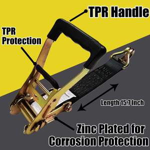 Reboque resistente do carro amarra para baixo Straps4 Pc 2 "X 8 'catraca correias + J-ganchos com Clip2" X 36' eixo correias quebrar a força - Product Image 5